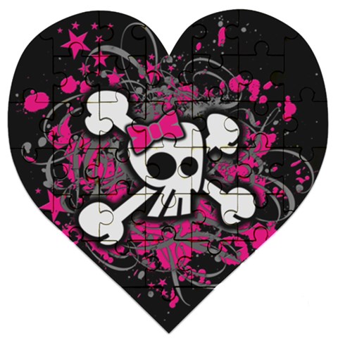Girly Skull & Crossbones Wooden Puzzle Heart from ArtsNow.com