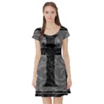 Gothic Brocade Cross Short Sleeve Skater Dress