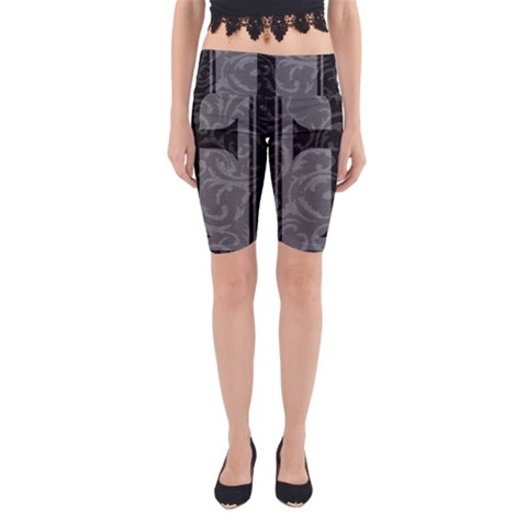 Gothic Brocade Cross Yoga Cropped Leggings from ArtsNow.com