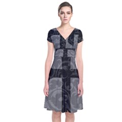 Short Sleeve Front Wrap Dress 