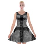 Gothic Brocade Cross Velvet Skater Dress