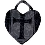 Gothic Brocade Cross Giant Heart Shaped Tote