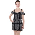 Gothic Brocade Cross Ruffle Cut Out Chiffon Playsuit