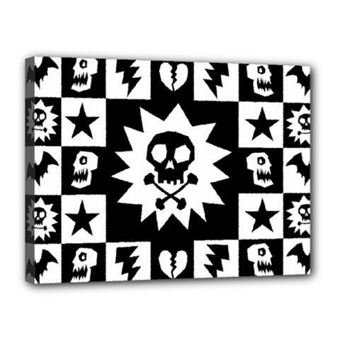 Gothic Punk Skull Canvas 16  x 12  (Stretched) from ArtsNow.com