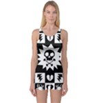 Gothic Punk Skull One Piece Boyleg Swimsuit