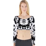 Gothic Punk Skull Long Sleeve Crop Top