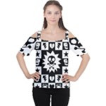 Gothic Punk Skull Cutout Shoulder Tee