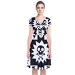 Gothic Punk Skull Short Sleeve Front Wrap Dress