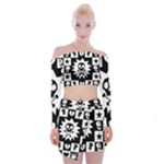 Gothic Punk Skull Off Shoulder Top with Mini Skirt Set