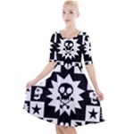 Gothic Punk Skull Quarter Sleeve A-Line Dress