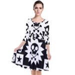 Gothic Punk Skull Quarter Sleeve Waist Band Dress