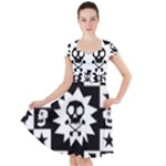 Gothic Punk Skull Cap Sleeve Midi Dress