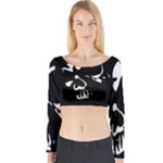 Gothic Skull Long Sleeve Crop Top