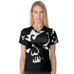 Gothic Skull V-Neck Sport Mesh Tee