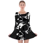 Gothic Skull Long Sleeve Skater Dress