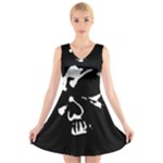 Gothic Skull V-Neck Sleeveless Dress