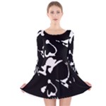 Gothic Skull Long Sleeve Velvet Skater Dress