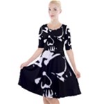 Gothic Skull Quarter Sleeve A-Line Dress