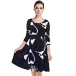 Gothic Skull Quarter Sleeve Waist Band Dress