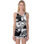 Grunge Skull One Piece Boyleg Swimsuit