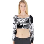 Grunge Skull Long Sleeve Crop Top