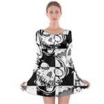 Grunge Skull Long Sleeve Skater Dress