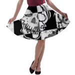 Grunge Skull A-line Skater Skirt