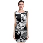 Grunge Skull Sleeveless Velvet Midi Dress