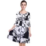 Grunge Skull Quarter Sleeve Waist Band Dress