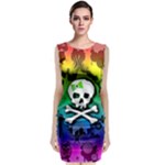 Kawaii Rainbow Skull Sleeveless Velvet Midi Dress