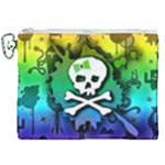 Kawaii Rainbow Skull Canvas Cosmetic Bag (XXL)