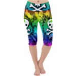 Kawaii Rainbow Skull Lightweight Velour Cropped Yoga Leggings