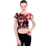 Love Heart Splatter Crew Neck Crop Top