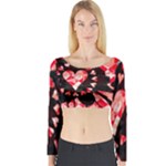 Love Heart Splatter Long Sleeve Crop Top