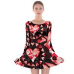 Love Heart Splatter Long Sleeve Skater Dress