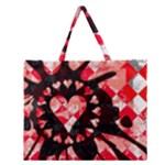 Love Heart Splatter Zipper Large Tote Bag