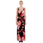 Love Heart Splatter Thigh Split Maxi Dress