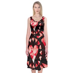 Love Heart Splatter Midi Sleeveless Dress from ArtsNow.com