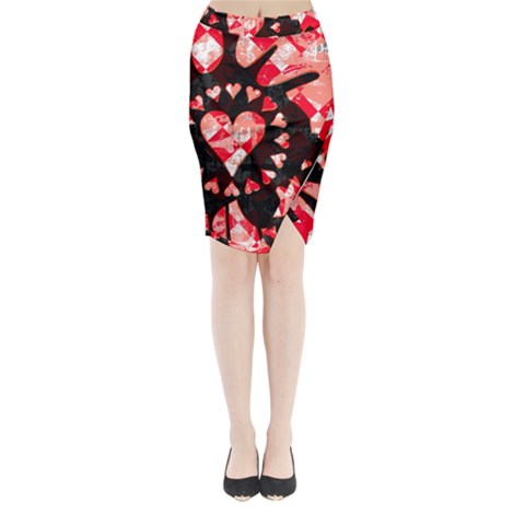 Love Heart Splatter Midi Wrap Pencil Skirt from ArtsNow.com