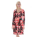 Love Heart Splatter Long Sleeve Velvet Front Wrap Dress