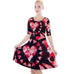 Love Heart Splatter Quarter Sleeve A-Line Dress