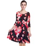 Love Heart Splatter Quarter Sleeve Waist Band Dress