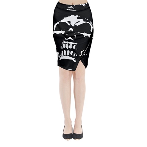 Morbid Skull Midi Wrap Pencil Skirt from ArtsNow.com