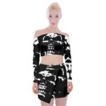 Morbid Skull Off Shoulder Top with Mini Skirt Set