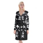 Morbid Skull Long Sleeve Velvet Front Wrap Dress