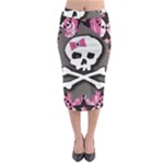 Pink Bow Skull Midi Pencil Skirt