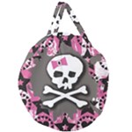 Pink Bow Skull Giant Round Zipper Tote