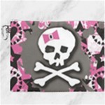 Pink Bow Skull Canvas Cosmetic Bag (XXXL)