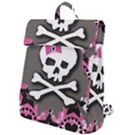 Pink Bow Skull Flap Top Backpack