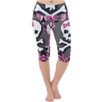 Pink Bow Skull Lightweight Velour Cropped Yoga Leggings